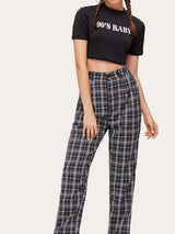 Female High-Waisted Plaid Trousers - INS | Online Fashion Free Shipping Clothing, Dresses, Tops, Shoes