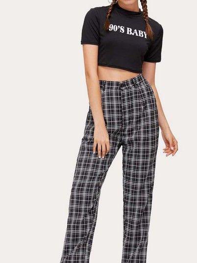 Female High-Waisted Plaid Trousers - INS | Online Fashion Free Shipping Clothing, Dresses, Tops, Shoes