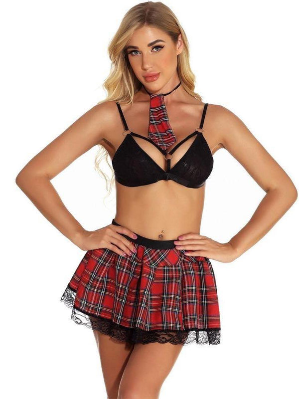 Female plaid skirt lingerie with lace trim - INS | Online Fashion Free Shipping Clothing, Dresses, Tops, Shoes