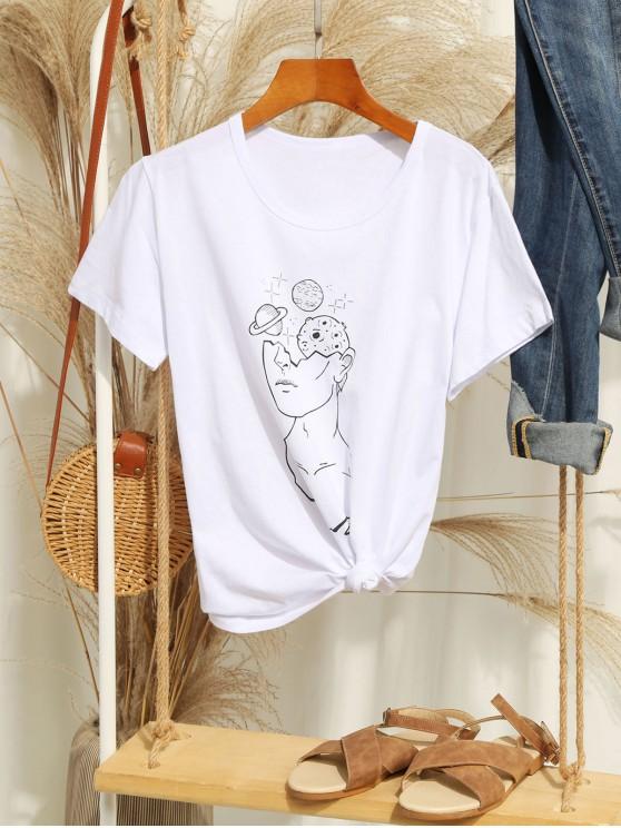 Figure Planet Print Short Sleeve T-shirt - INS | Online Fashion Free Shipping Clothing, Dresses, Tops, Shoes