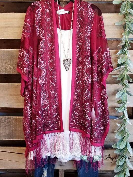 FINDING MY BALANCE KIMONO - CRANBERRY - INS | Online Fashion Free Shipping Clothing, Dresses, Tops, Shoes