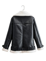 Flannel Lined Zipper PU Moto Jacket - INS | Online Fashion Free Shipping Clothing, Dresses, Tops, Shoes
