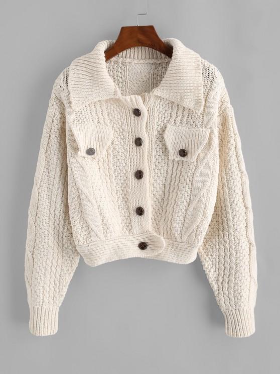 Flap Detail Button Up Cable Knit Cardigan - INS | Online Fashion Free Shipping Clothing, Dresses, Tops, Shoes