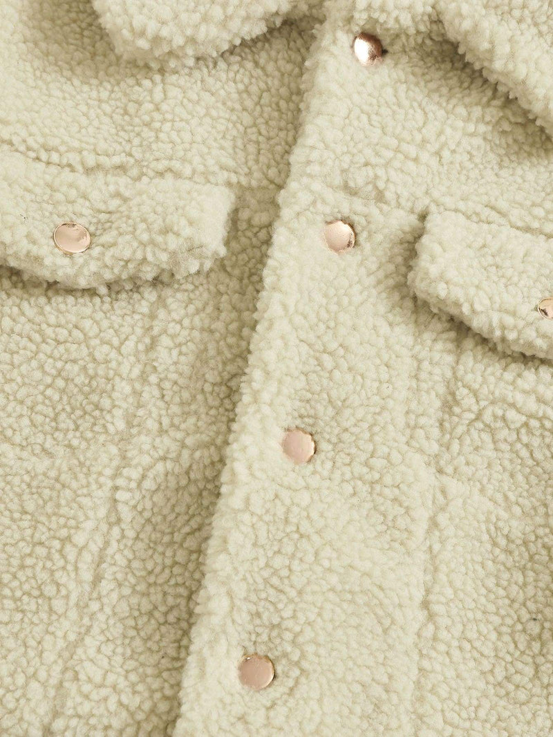 Flap Detail Single Breasted Teddy Jacket - INS | Online Fashion Free Shipping Clothing, Dresses, Tops, Shoes