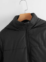 Flap Detail Zip Up Padded Jacket - INS | Online Fashion Free Shipping Clothing, Dresses, Tops, Shoes