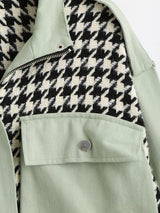 Flap Pocket Houndstooth Twill Panel Tweed Jacket - INS | Online Fashion Free Shipping Clothing, Dresses, Tops, Shoes
