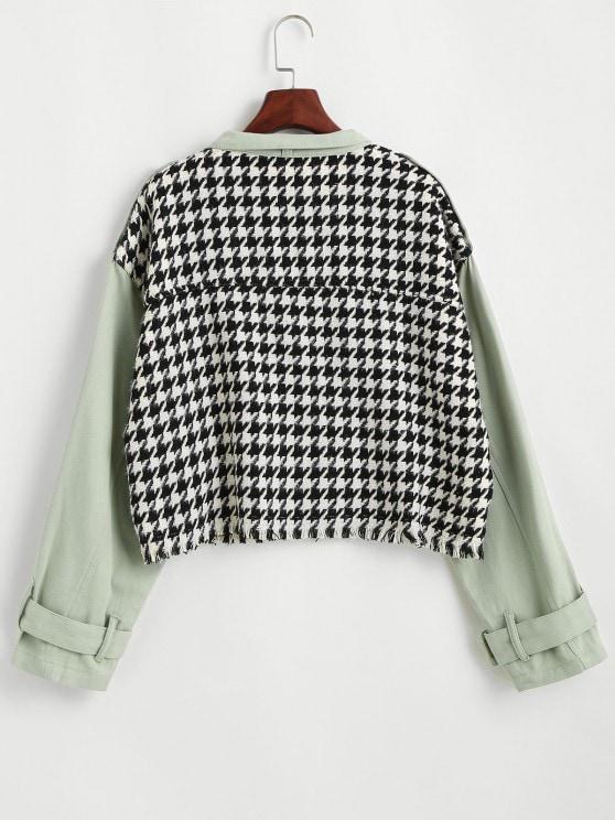 Flap Pocket Houndstooth Twill Panel Tweed Jacket - INS | Online Fashion Free Shipping Clothing, Dresses, Tops, Shoes