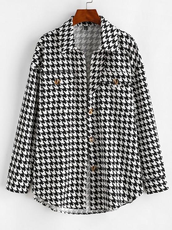 Flap Pockets Houndstooth Cargo Shacket - INS | Online Fashion Free Shipping Clothing, Dresses, Tops, Shoes