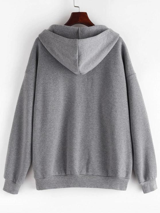 Fleece Lined Drop Shoulder Hooded Zip Coat - INS | Online Fashion Free Shipping Clothing, Dresses, Tops, Shoes