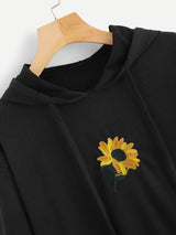 Floral Embroidery Hooded Sweatshirt - INS | Online Fashion Free Shipping Clothing, Dresses, Tops, Shoes