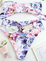 Floral High Waist Knotted Bandeau Brazilian Bikini - Bikinis - INS | Online Fashion Free Shipping Clothing, Dresses, Tops, Shoes - 14/04/2021 - Bikinis - Colour_Pink