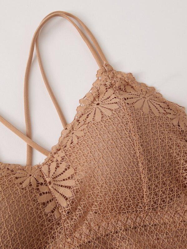 Floral Lace Crisscross Bralette - INS | Online Fashion Free Shipping Clothing, Dresses, Tops, Shoes