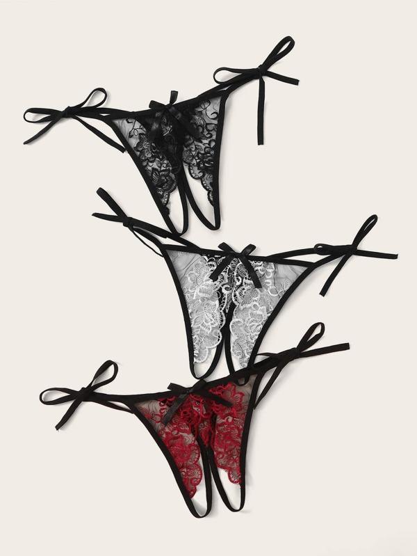 Floral Lace Sheer Panty Set 3pack - INS | Online Fashion Free Shipping Clothing, Dresses, Tops, Shoes