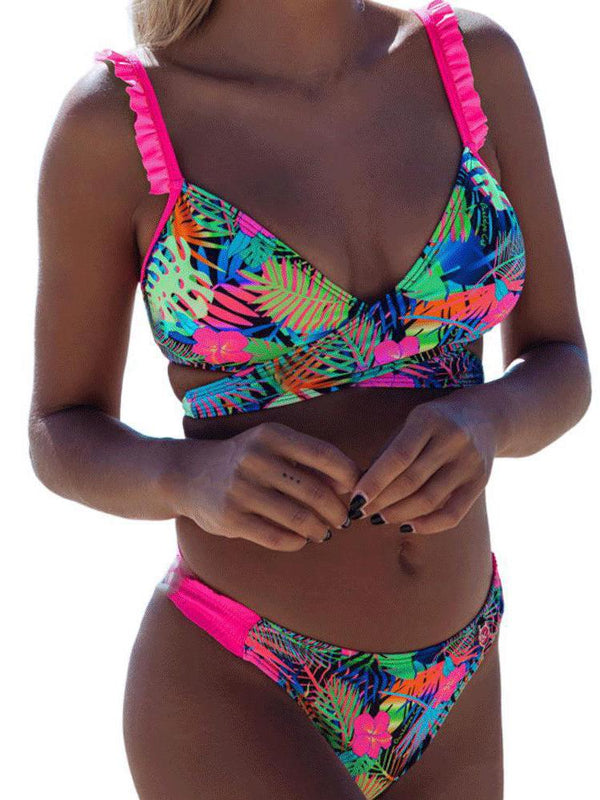 Floral Print Bikini Set - Bikinis - INS | Online Fashion Free Shipping Clothing, Dresses, Tops, Shoes - 16/03/2021 - Beach - Bikini