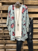 Floral Print Cardigan with Lotus Leaf Cuffs - INS | Online Fashion Free Shipping Clothing, Dresses, Tops, Shoes