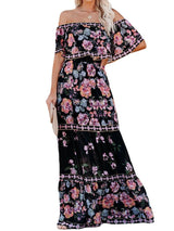 Floral Print One-shoulder Mopping Dress - Maxi Dresses - INS | Online Fashion Free Shipping Clothing, Dresses, Tops, Shoes - 07/06/2021 - Color_Black - Color_White