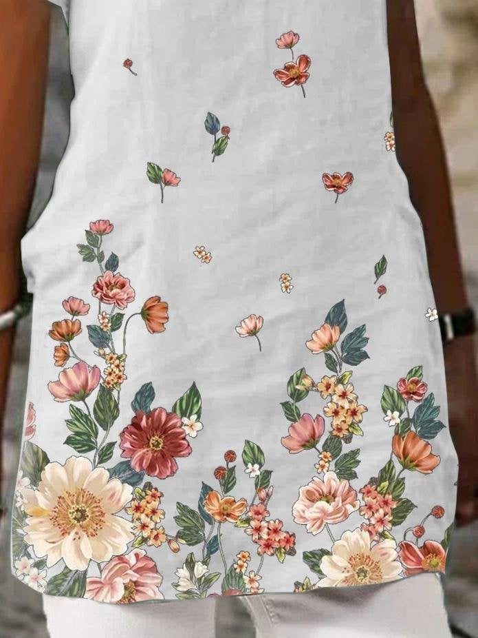Floral Print Short Sleeve V-Neck Casual T-Shirts - T-Shirts - INS | Online Fashion Free Shipping Clothing, Dresses, Tops, Shoes - 20-30 - 21/06/2021 - Category_T-Shirts