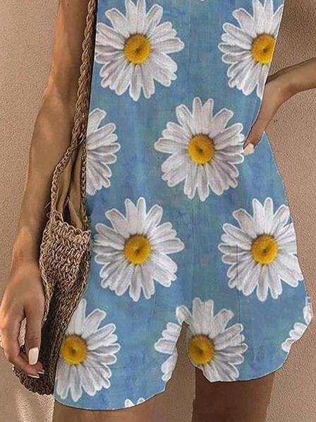 Floral Print Sleeveless Belted Casual Jumpsuit - Jumpsuits & Rompers - INS | Online Fashion Free Shipping Clothing, Dresses, Tops, Shoes - 06/07/2021 - 20-30 - Bottom