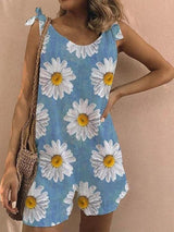 Floral Print Sleeveless Belted Casual Jumpsuit - Jumpsuits & Rompers - INS | Online Fashion Free Shipping Clothing, Dresses, Tops, Shoes - 06/07/2021 - 20-30 - Bottom