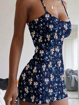 Floral Print Sleeveless Bodycon Dress - Mini Dresses - INS | Online Fashion Free Shipping Clothing, Dresses, Tops, Shoes - 10-20 - 24/06/2021 - color-apricot