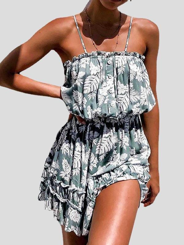 Floral Print Stitching Strap Dress - Mini Dresses - INS | Online Fashion Free Shipping Clothing, Dresses, Tops, Shoes - 17/07/2021 - 20-30 - color-black