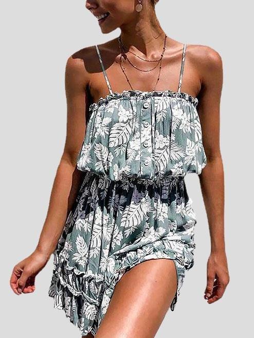 Floral Print Stitching Strap Dress - Mini Dresses - INS | Online Fashion Free Shipping Clothing, Dresses, Tops, Shoes - 17/07/2021 - 20-30 - color-black