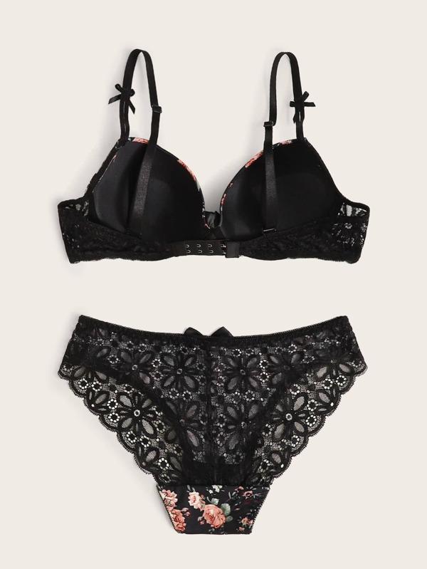 Floral Push Up Lingerie Set - INS | Online Fashion Free Shipping Clothing, Dresses, Tops, Shoes
