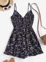 Floral Ruffle Smocked Wide Leg Cami Romper - INS | Online Fashion Free Shipping Clothing, Dresses, Tops, Shoes