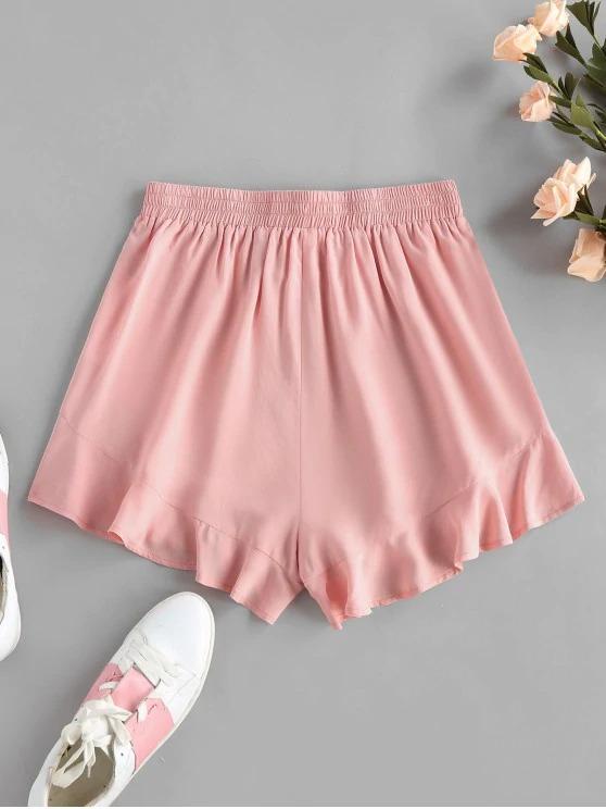 Flounce Tie Elastic Waist Shorts - INS | Online Fashion Free Shipping Clothing, Dresses, Tops, Shoes