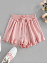Flounce Tie Elastic Waist Shorts - INS | Online Fashion Free Shipping Clothing, Dresses, Tops, Shoes
