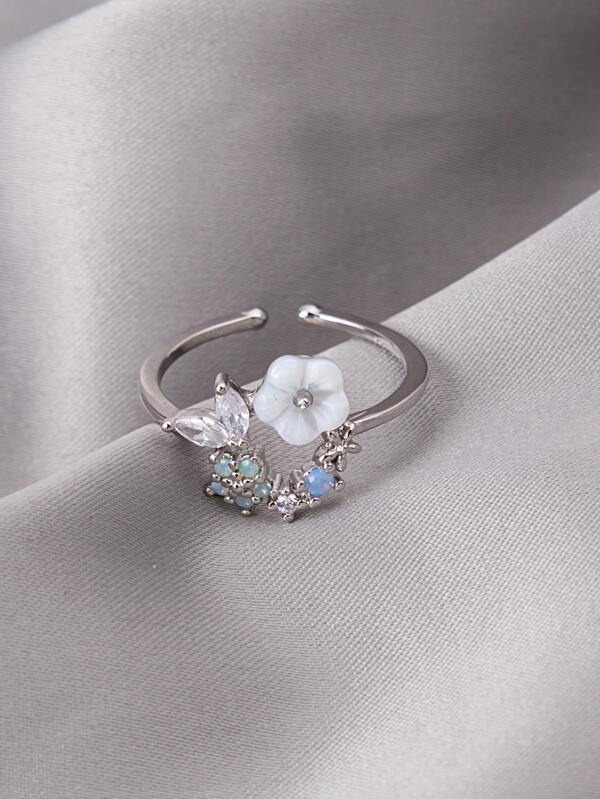 Flower Decor Cuff Ring - INS | Online Fashion Free Shipping Clothing, Dresses, Tops, Shoes