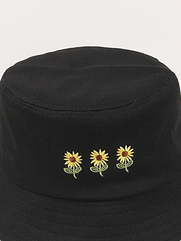 Flower Embroidery Bucket Hat - INS | Online Fashion Free Shipping Clothing, Dresses, Tops, Shoes