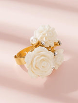 Flower & Rhinestone Decor Ring 1pc - INS | Online Fashion Free Shipping Clothing, Dresses, Tops, Shoes