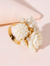 Flower & Rhinestone Decor Ring 1pc - INS | Online Fashion Free Shipping Clothing, Dresses, Tops, Shoes