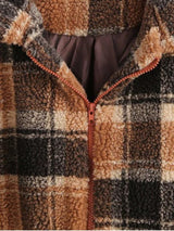 Fluffy Faux Fur Short Plaid Coat - INS | Online Fashion Free Shipping Clothing, Dresses, Tops, Shoes
