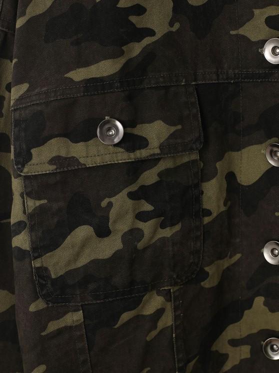 Frayed Hem Camouflage Button Up Cargo Jacket - INS | Online Fashion Free Shipping Clothing, Dresses, Tops, Shoes