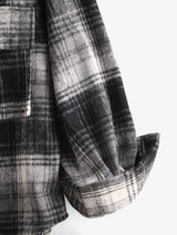 Front Pocket Plaid Houndstooth Flannel Shacket - INS | Online Fashion Free Shipping Clothing, Dresses, Tops, Shoes