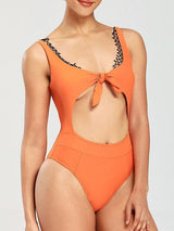 Front Tie Cutout With Lace One-Piece Bikini - Swimsuits - INS | Online Fashion Free Shipping Clothing, Dresses, Tops, Shoes - 06/04/2021 - AMZ - Color_Orange