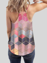 Geometric Pattern Print Camisole Vest - Tank Tops - INS | Online Fashion Free Shipping Clothing, Dresses, Tops, Shoes - 10-20 - 19/06/2021 - color-brown