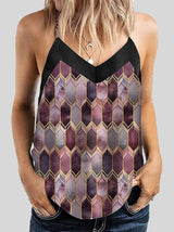 Geometric Pattern Print Camisole Vest - Tank Tops - INS | Online Fashion Free Shipping Clothing, Dresses, Tops, Shoes - 10-20 - 19/06/2021 - color-brown