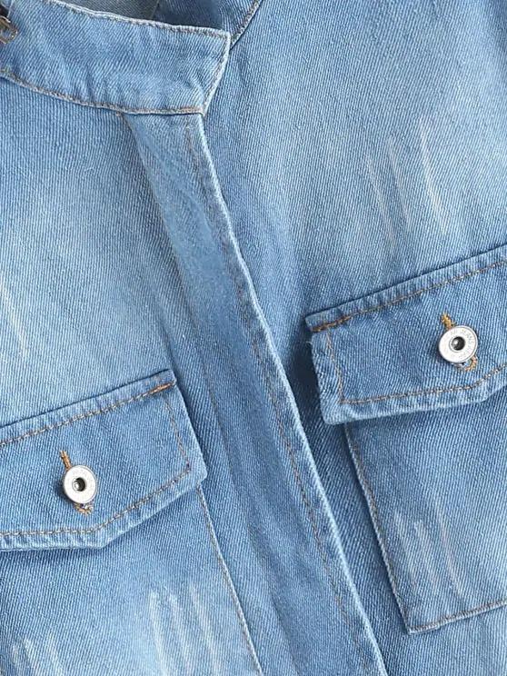 Grunge Frayed Medium Wash Denim Jacket - INS | Online Fashion Free Shipping Clothing, Dresses, Tops, Shoes