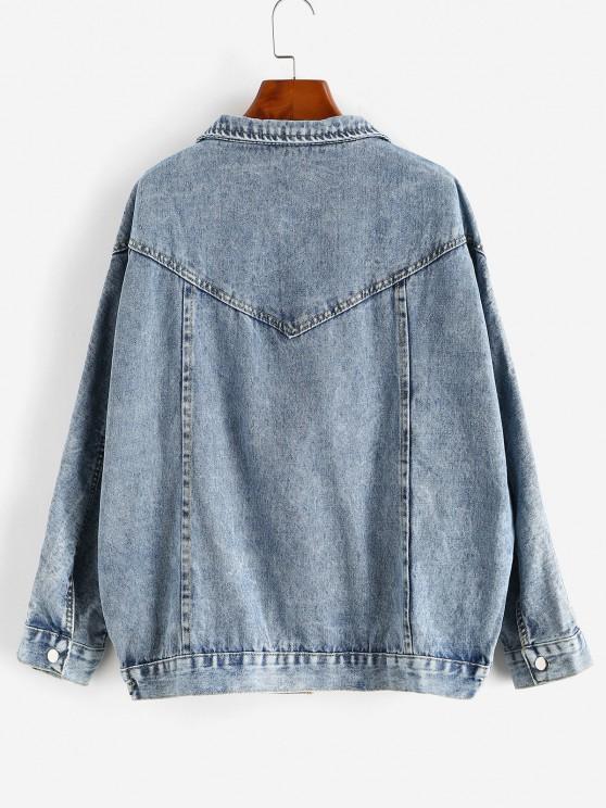 Grunge Snap Button Big Pocket Dolman Sleeve Denim Jacket - INS | Online Fashion Free Shipping Clothing, Dresses, Tops, Shoes