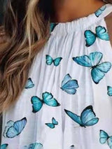 Halter Off Shoulder Burrterfly Printed Tank Top - Tank Tops - INS | Online Fashion Free Shipping Clothing, Dresses, Tops, Shoes - 06/07/2021 - 20-30 - color-white