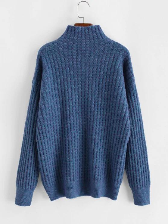 High Collar Drop Shoulder High Low Sweater - INS | Online Fashion Free Shipping Clothing, Dresses, Tops, Shoes