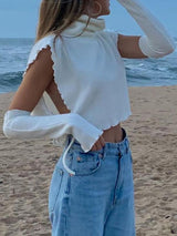 High Collar Slim Cutout Sleeve Strappy Tank Top - Tank Tops - INS | Online Fashion Free Shipping Clothing, Dresses, Tops, Shoes - 23/04/2021 - BLO210419220 - Catagory_Tank Tops