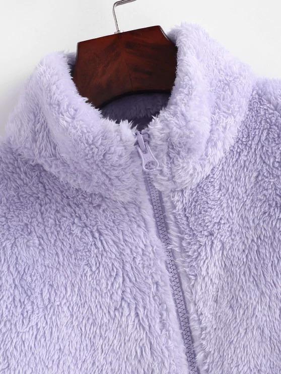 High Neck Zip Up Fluffy Coat - INS | Online Fashion Free Shipping Clothing, Dresses, Tops, Shoes