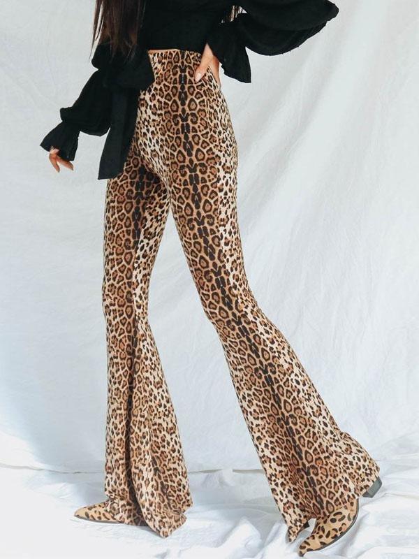 High Waist Casual Leopard Print Flared Pants - Pants - INS | Online Fashion Free Shipping Clothing, Dresses, Tops, Shoes - 08/07/2021 - 20-30 - Bottoms