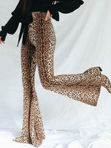 High Waist Casual Leopard Print Flared Pants - Pants - INS | Online Fashion Free Shipping Clothing, Dresses, Tops, Shoes - 08/07/2021 - 20-30 - Bottoms