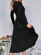 High Waist Square Neck Long Sleeve Mermaid Skirt - Midi Dresses - INS | Online Fashion Free Shipping Clothing, Dresses, Tops, Shoes - 18/06/2021 - 20-30 - color-black