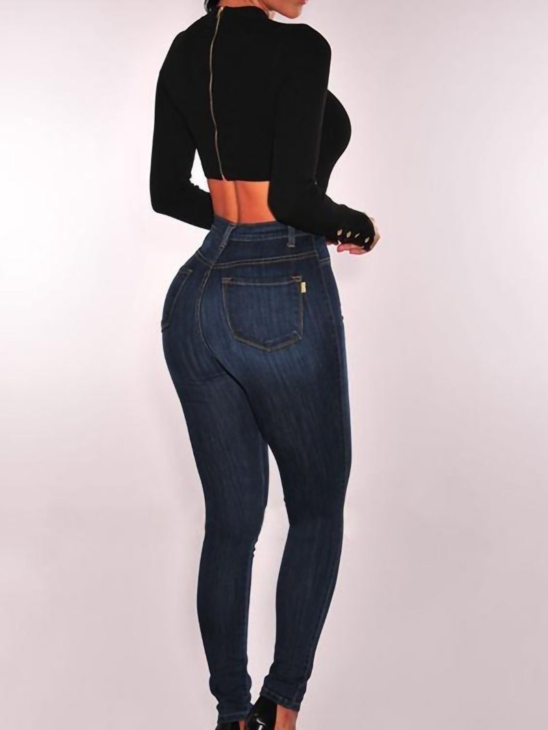 High Waist Stretch Slim Women Jeans - Jeans - INS | Online Fashion Free Shipping Clothing, Dresses, Tops, Shoes - 10/05/2021 - 1005V3 - Color_Dark Blue